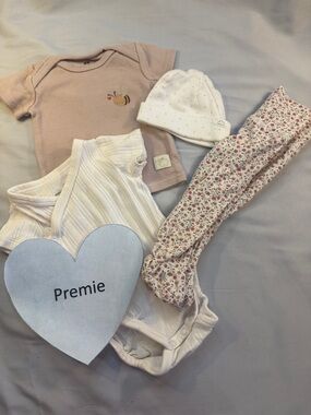 H&M Blush Pink and White Premie Baby Matching Set